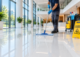 Modern Lobby Cleaning in Progress